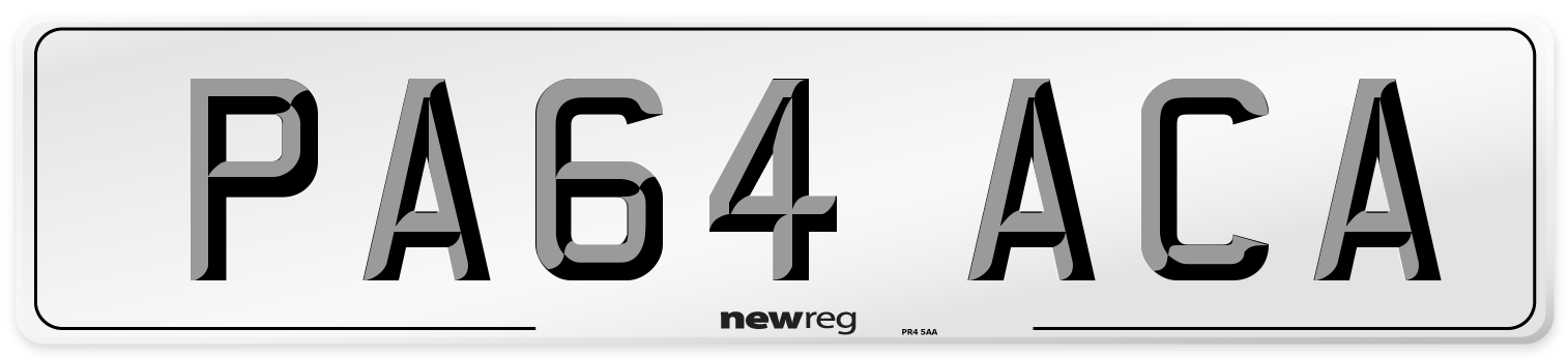 PA64 ACA Number Plate from New Reg